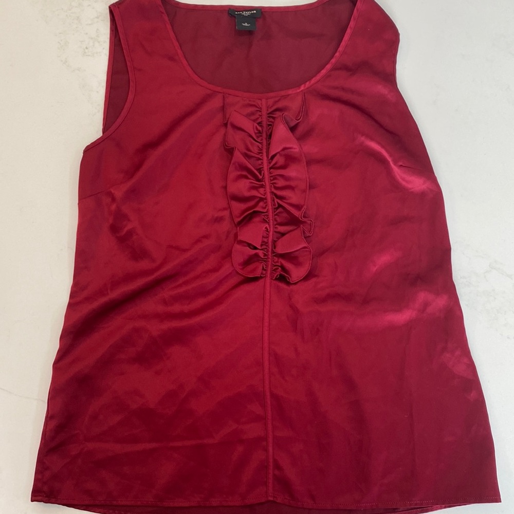 Ann Taylor Office Tank Dressy 8 Burgandy Red Silky